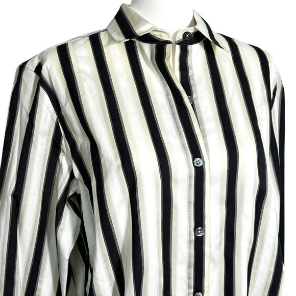 LINDA ALLARD ELLEN TRACY NWT Women's 14 Silk Striped Long Sleeve Button Up Shirt - Picture 1 of 8